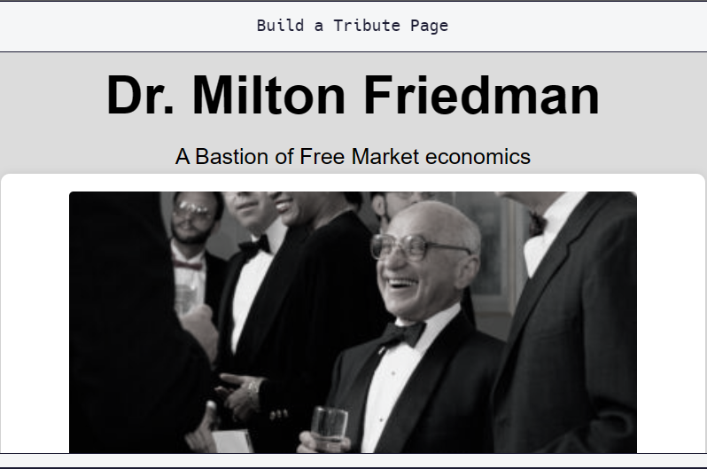 Milton Friedman Tribute Page